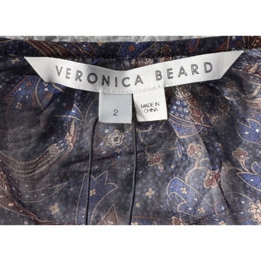 Veronica Beard Woman's Sz 2 Kerri Printed Silk Dress Black Blue Floral Print NWT - Picture 5 of 13